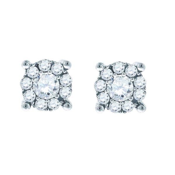 Diamond Halo Earrings 1 Cttw 14kt White Gold