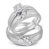 Image 1 : His Hers Diamond Cluster Matching Wedding Set 1/4 Cttw 10kt White Gold