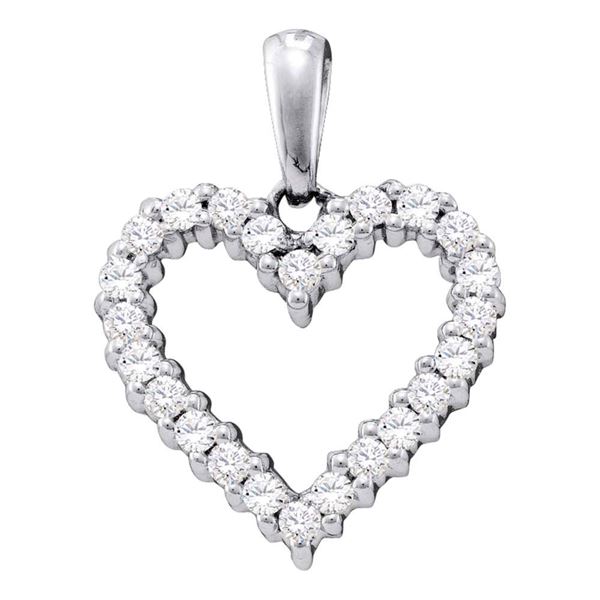 Pave-set Diamond Heart Pendant 1/3 Cttw 14kt White Gold