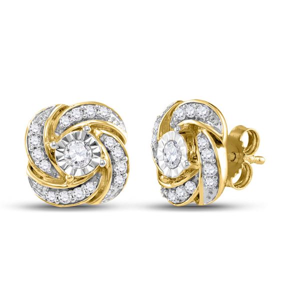 Diamond Pinwheel Fashion Earrings 1/3 Cttw 10kt Yellow Gold