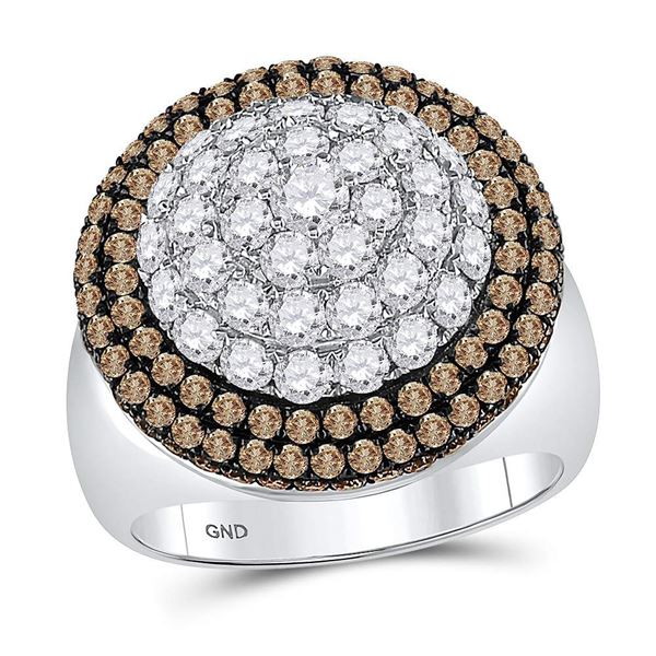 Brown Diamond Cluster Ring 3-1/4 Cttw 14kt White Gold