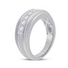 Image 3 : Channel-set Diamond Mens Wedding Band 1/2 Cttw 14k White Gold