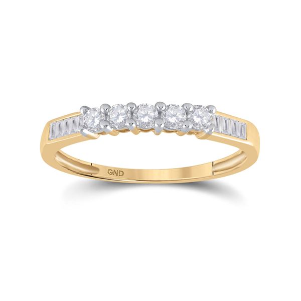Diamond Wedding 5-Stone Anniversary Band 1/3 Cttw 14kt Yellow Gold