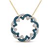 Image 1 : Blue Color Enhanced Diamond Circle Pendant 1/3 Cttw 10kt Yellow Gold