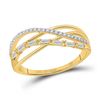 Image 1 : Baguette Diamond Crossover Band Ring 1/4 Cttw 14kt Yellow Gold