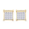 Image 2 : Princess Diamond Square Earrings 3/4 Cttw 14kt Yellow Gold