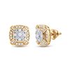 Image 1 : Diamond Square Cluster Earrings 3/4 Cttw 14kt Yellow Gold