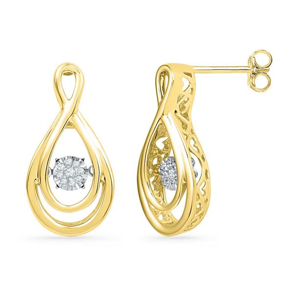 Diamond Moving Twinkle Teardrop Earrings 1/20 Cttw 10kt Yellow Gold