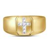 Image 2 : Mens Diamond Cross Band Ring 1/20 Cttw 10kt Yellow Gold