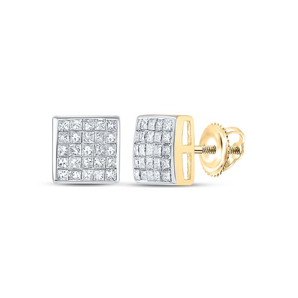 Princess Diamond Square Earrings 5/8 Cttw 14kt Yellow Gold