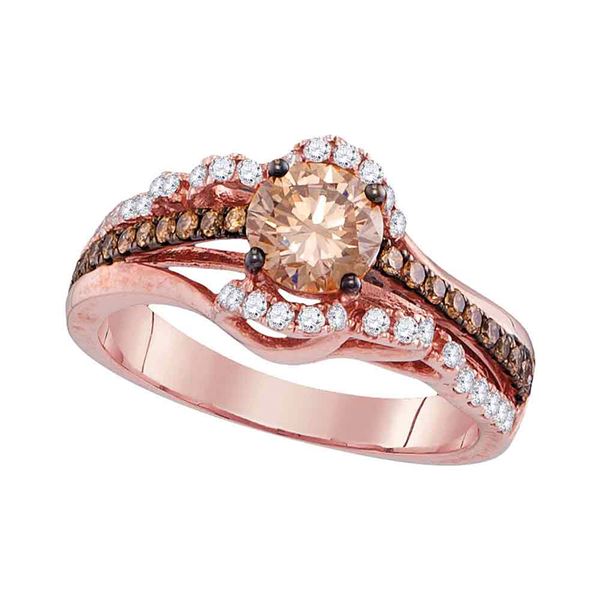 Brown Diamond Solitaire Bridal Wedding Engagement Ring 1-1/4 Cttw 14kt Rose Gold