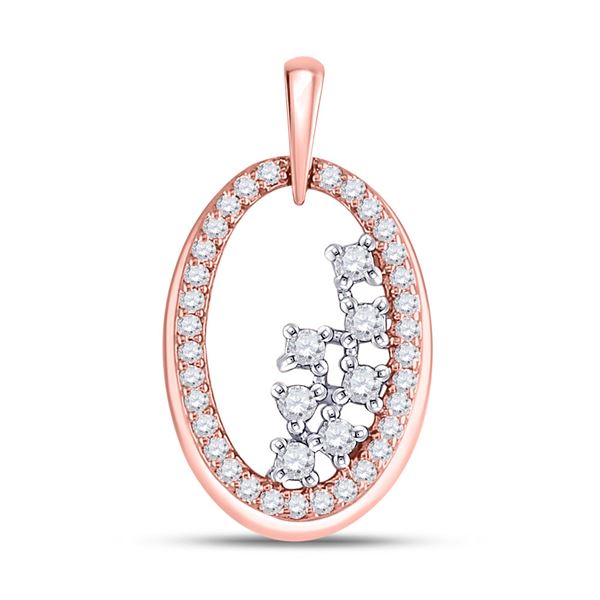 Diamond Scattered Oval Pendant 1/6 Cttw 14kt Rose Gold
