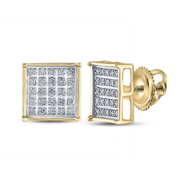 Diamond Square Earrings 1/6 Cttw Yellow-tone Sterling Silver
