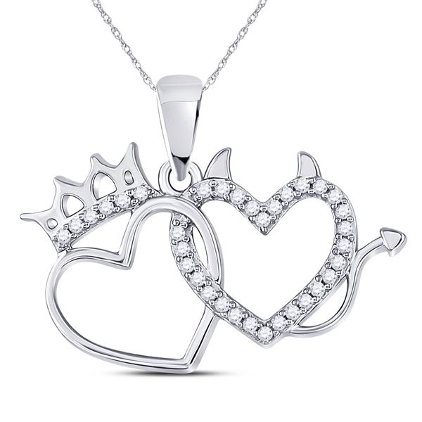 Diamond Double Heart Pendant 1/6 Cttw 10kt White Gold