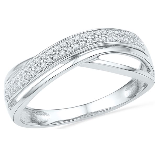 Diamond Crossover Band Ring 1/6 Cttw 10kt White Gold