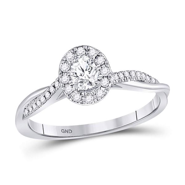 Oval Diamond Solitaire Bridal Wedding Engagement Ring 1/3 Cttw 14kt White Gold
