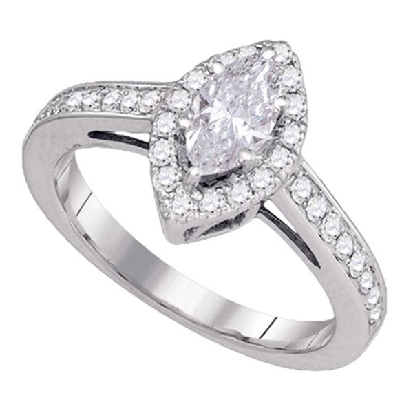 Marquise Diamond Solitaire Bridal Wedding Engagement Ring 1 Cttw 14kt White Gold