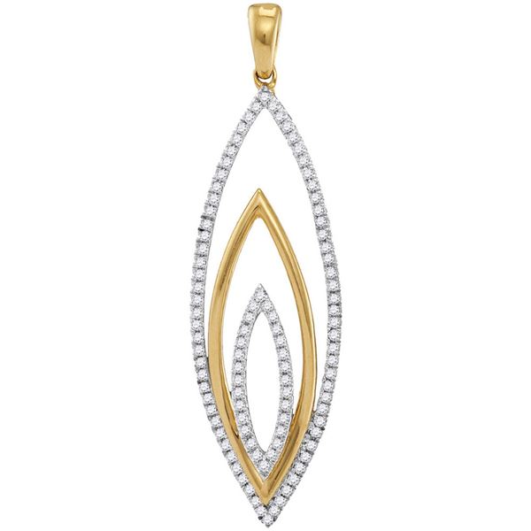 Diamond Oblong Oval Pendant 1/3 Cttw 10kt Yellow Gold