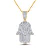 Image 1 : Mens Diamond Hamsa Hand Charm Pendant 3/4 Cttw 14kt Yellow Gold