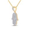 Image 2 : Mens Diamond Hamsa Hand Charm Pendant 3/4 Cttw 14kt Yellow Gold