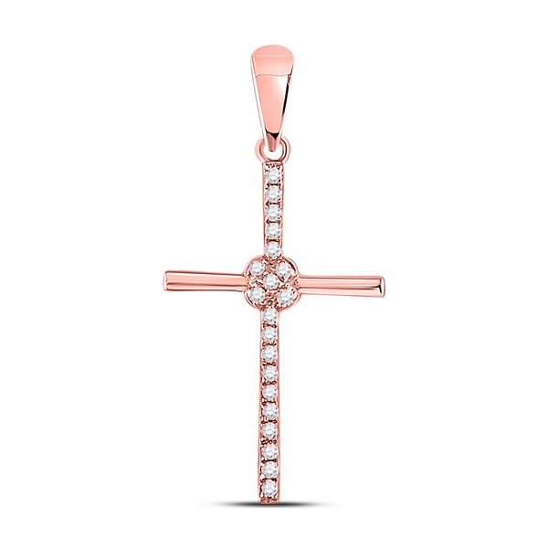 Diamond Cross Pendant 1/12 Cttw 10kt Rose Gold