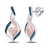 Image 1 : Blue Color Enhanced Diamond Rose-tone Heart Earrings 1/6 Cttw 10kt White Gold