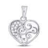 Image 1 : Diamond Curl Heart Pendant 1/12 Cttw 10kt White Gold
