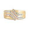 Image 2 : Mens Diamond Triple Row Band Ring 1/4 Cttw 10kt Yellow Gold
