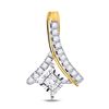 Image 1 : Princess Diamond Solitaire Pendant 1/5 Cttw 10kt Yellow Gold