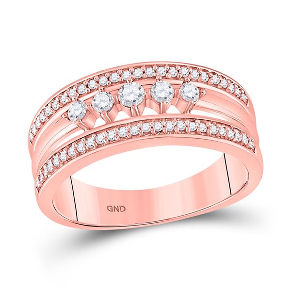 Diamond 5-Stone Band Ring 1/3 Cttw 10kt Rose Gold