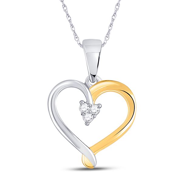 Diamond Heart Cluster Pendant 1/20 Cttw Two-tone Sterling Silver