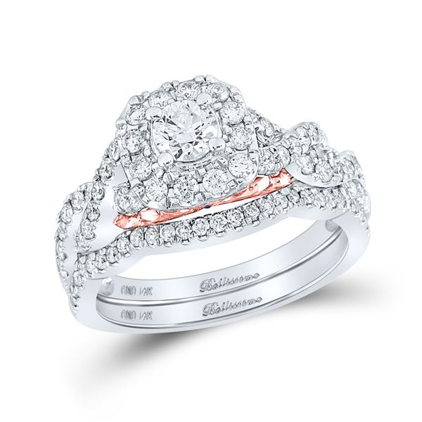 Diamond Bridal Wedding Ring Band Set 1 Cttw 14kt Two-tone Gold