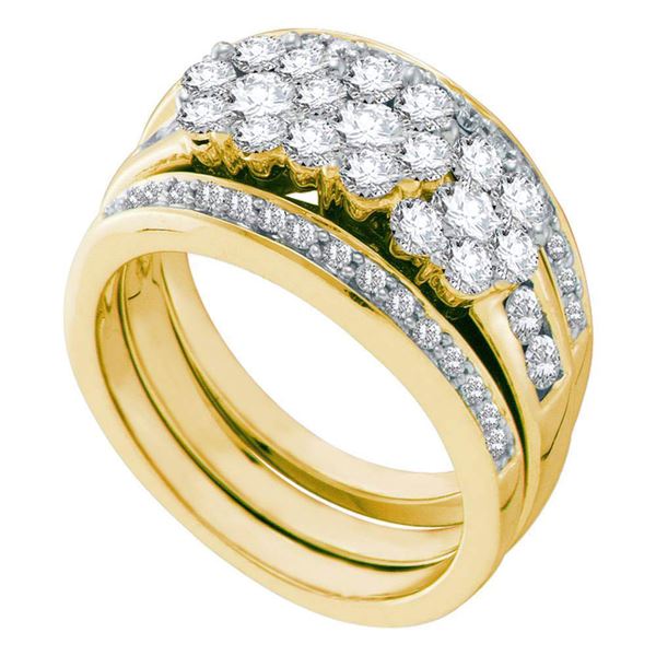 Diamond Bridal Wedding Ring Band Set 1-1/2 Cttw 14kt Yellow Gold
