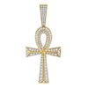 Image 1 : Mens Diamond Ankh Cross Charm Pendant 1-3/4 Cttw 10kt Yellow Gold