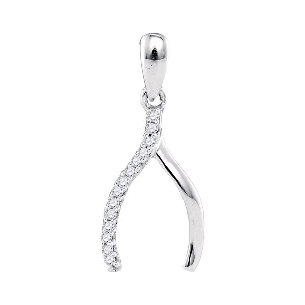 Diamond Fashion Lucky Wishbone Pendant 1/20 Cttw 10kt White Gold
