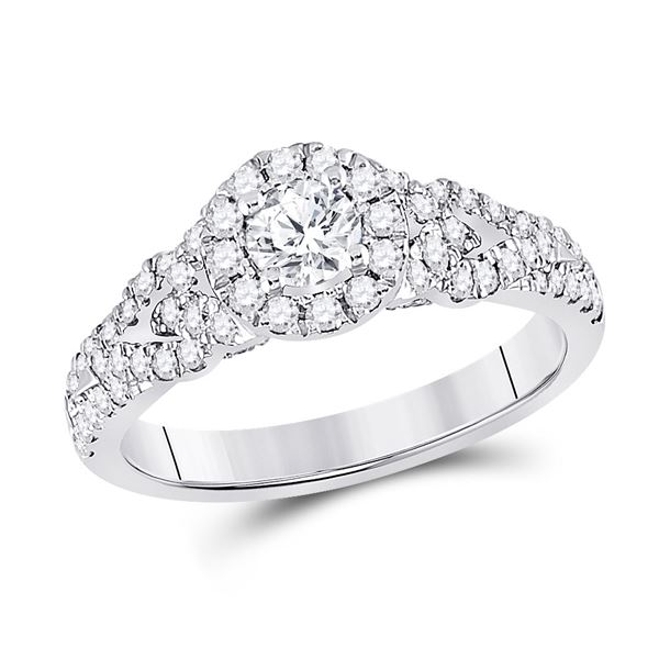Diamond Halo Bridal Wedding Engagement Ring 1 Cttw 14kt White Gold