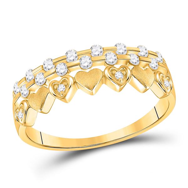 Diamond Heart Band Ring 1/4 Cttw 10kt Yellow Gold