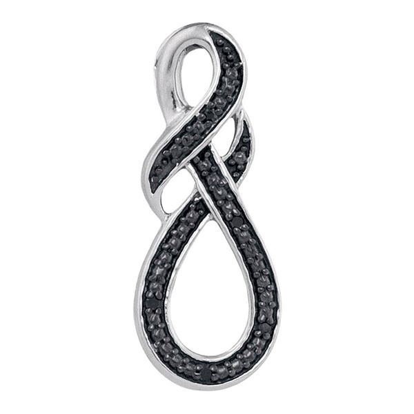 Black Color Enhanced Diamond Infinity Pendant .03 Cttw Sterling Silver