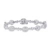 Image 1 : Baguette Diamond Oval Link Bracelet 2 Cttw 14kt White Gold