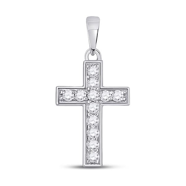 Diamond Cross Pendant 1/6 Cttw 10kt White Gold