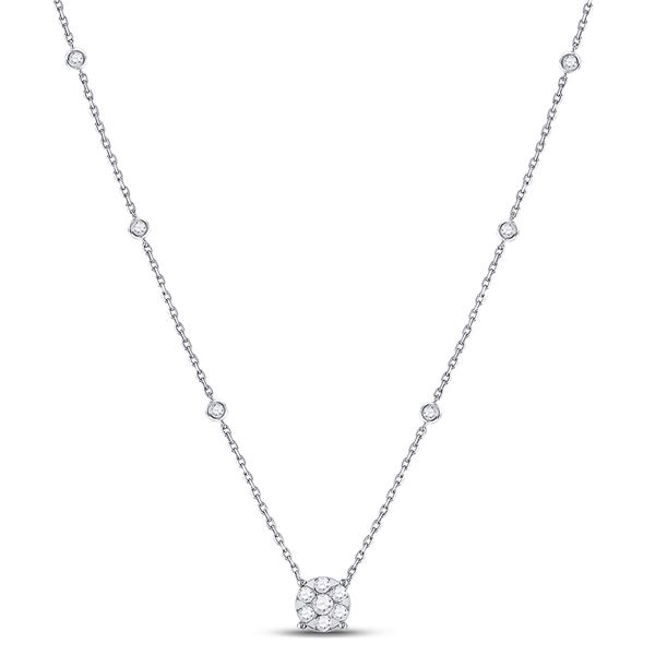 Diamond Fashion Cluster Necklace 5/8 Cttw 14kt White Gold