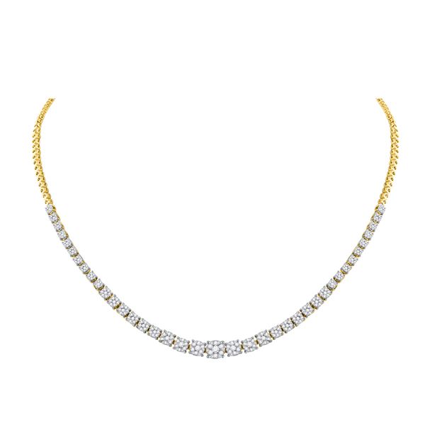 Diamond Tennis Fashion Cluster Necklace 2-1/3 Cttw 14kt Yellow Gold