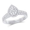 Image 1 : Diamond Bridal Wedding Ring Band Set 3/4 Cttw 14kt White Gold