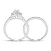 Image 3 : Diamond Bridal Wedding Ring Band Set 3/4 Cttw 14kt White Gold