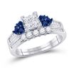 Image 1 : Princess Diamond Bridal Wedding Ring Band Set 1/2 Cttw 10kt White Gold
