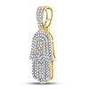 Image 2 : Mens Diamond Hamsa Charm Pendant 1/2 Cttw 10kt Yellow Gold