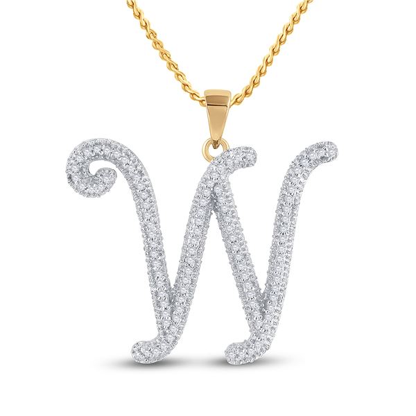 Diamond Initial W Letter Pendant 1/4 Cttw 10kt Yellow Gold