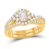 Image 1 : Emerald Diamond Bridal Wedding Ring Band Set 1-1/4 Cttw 14kt Yellow Gold