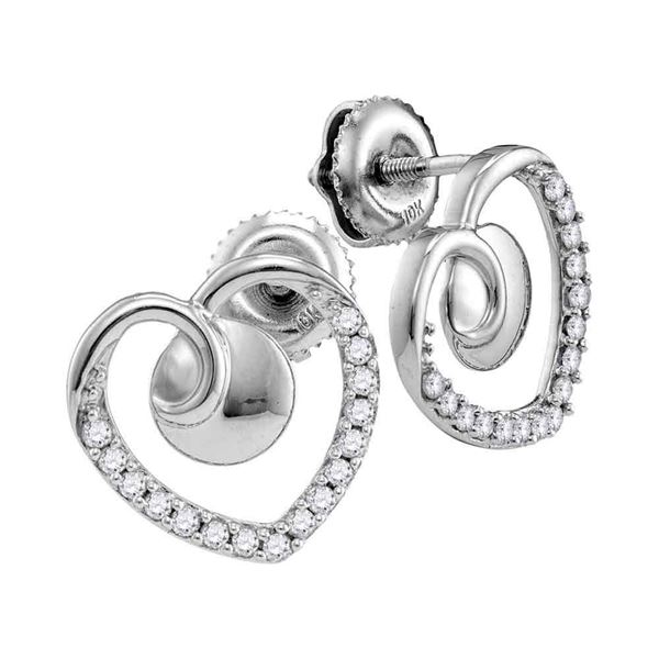 Diamond Heart Earrings 1/4 Cttw 10kt White Gold