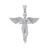 Mens Diamond Angel Wings Religious Charm Pendant 1 Cttw 10kt White Gold
